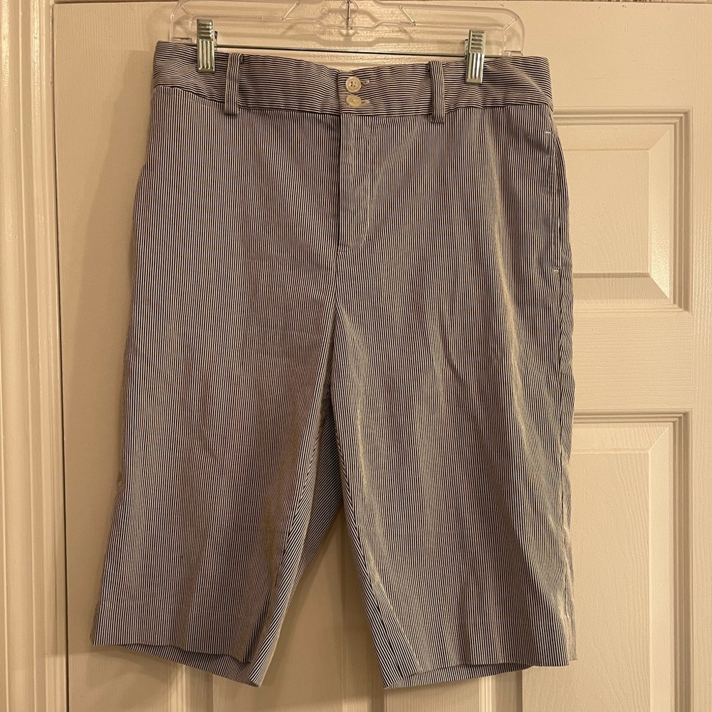 Ralph Lauren Ladies’ casual shorts. Blue & white stripe, Sz 8.